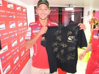 Valentino Rossi is one of 20 signatures on one of our shirts we donated to Riders for Health, fetching €2000!