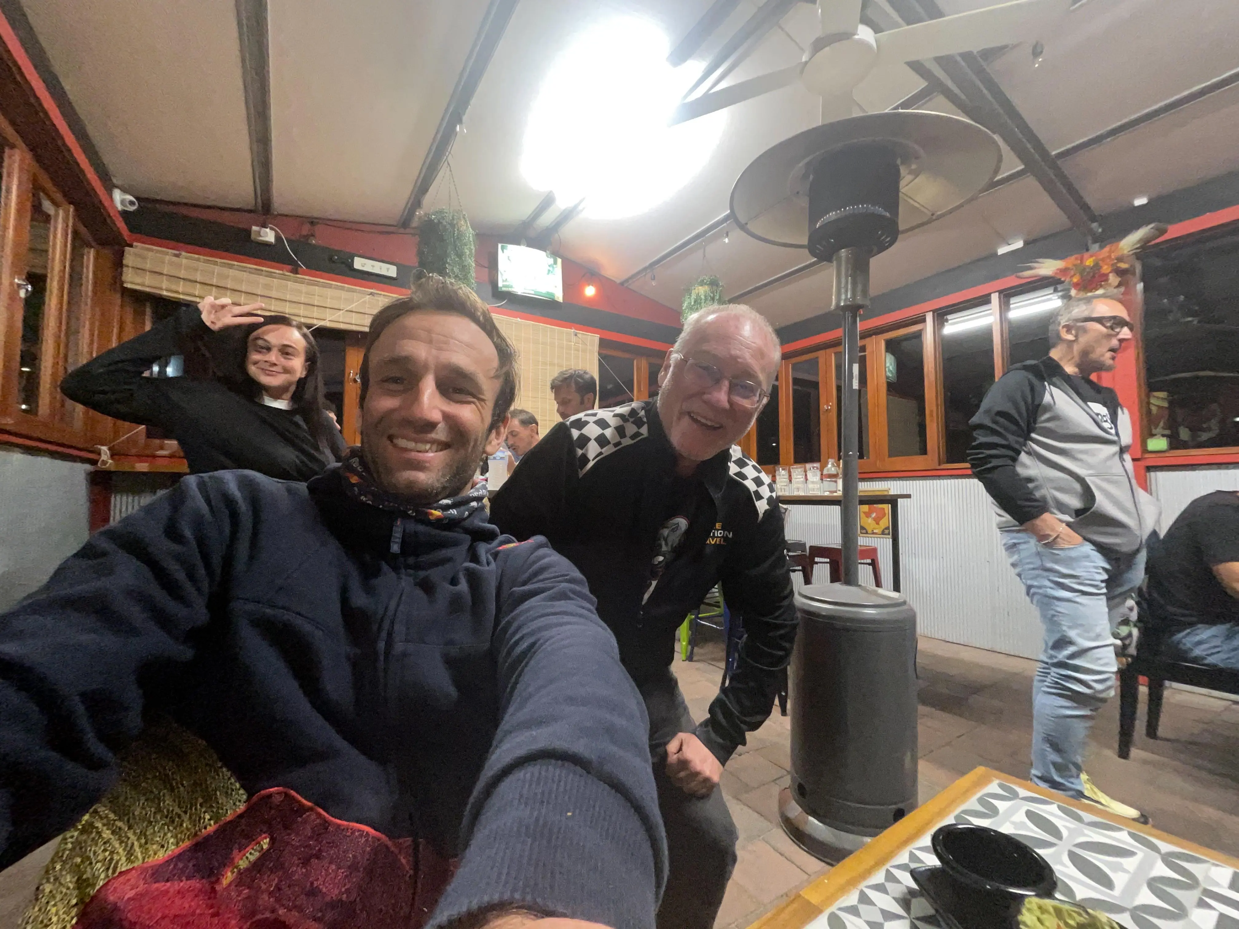 We take over most of the restaurant at Sombreros. Apart from the part occupied by the victorious Johan Zarco and his entourage celebrating his first ever MotoGP victory!