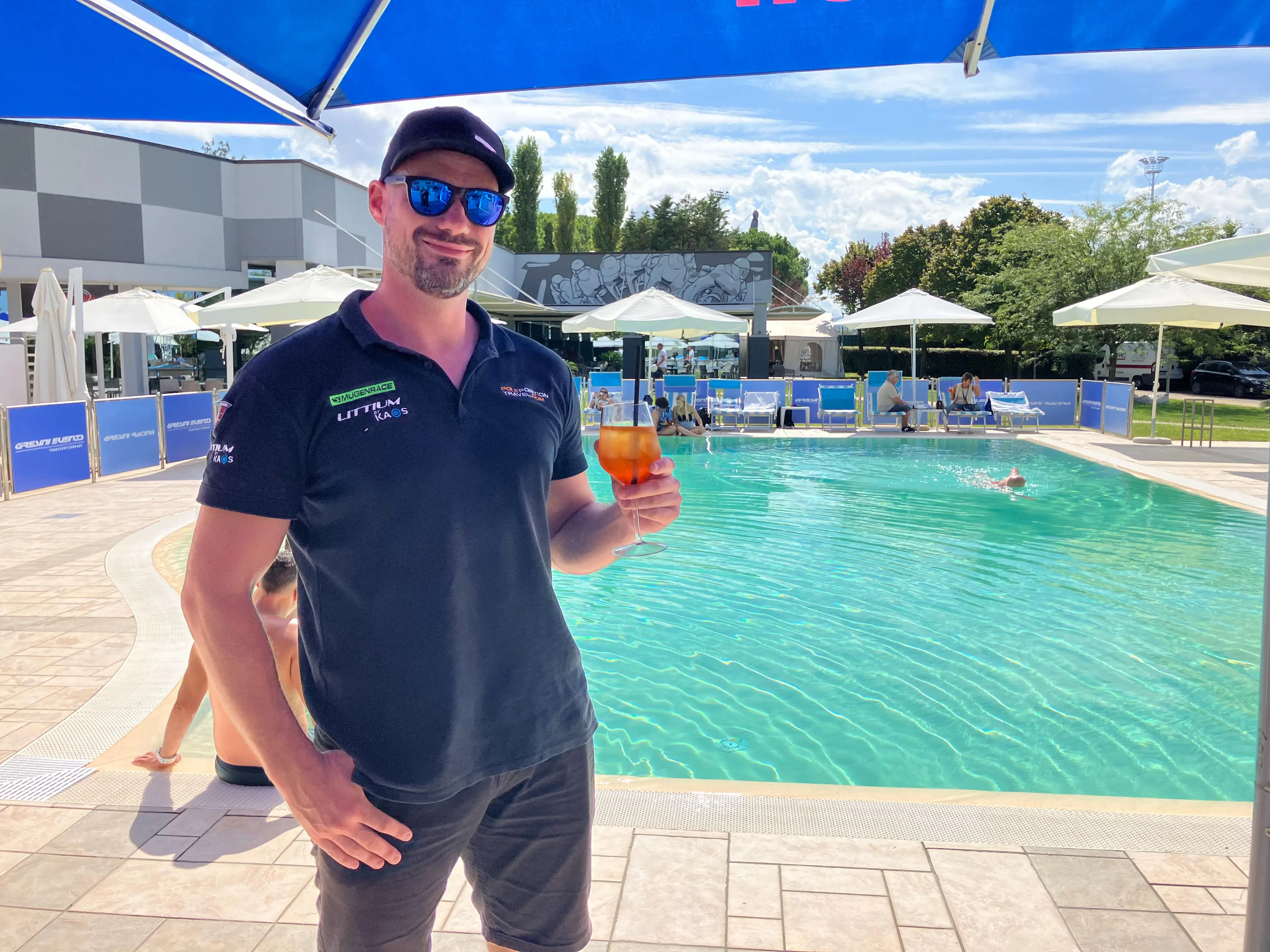 Gresini hosts an all-weekend pool party - very welcome relief from the scorching weather!