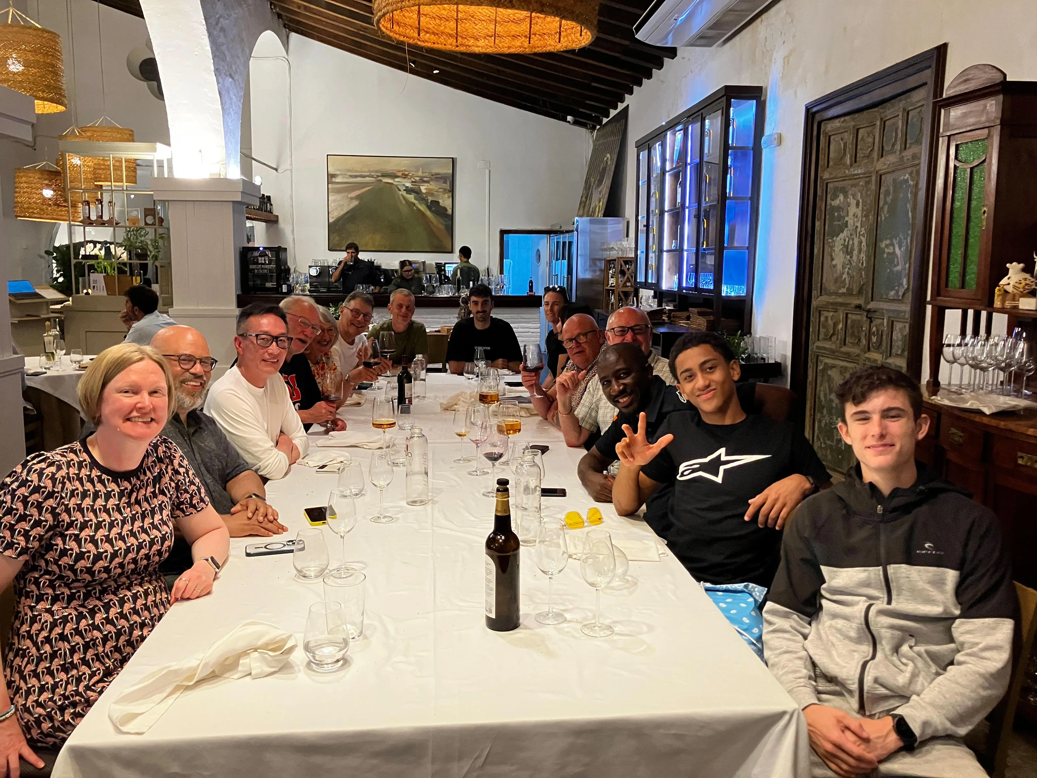 In one of our best closing dinners of the year, we visit La Carbona - a top Spanish reqtaurant - and invite our two rookies to join us and accept our praise for their incredible achievement! Much great food, wine, sherry and brandy later, we make our happy way home!  Love Jerez!!