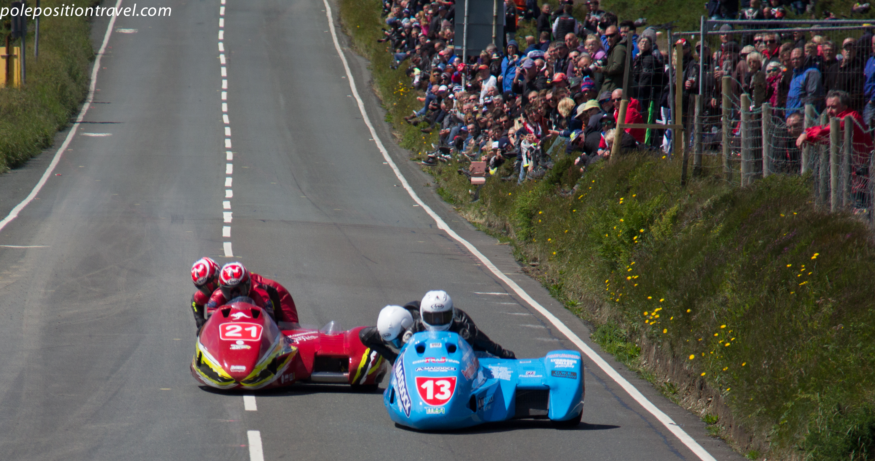 Spectacular sidecar racing as viewed from the famous Creg-ny-baa