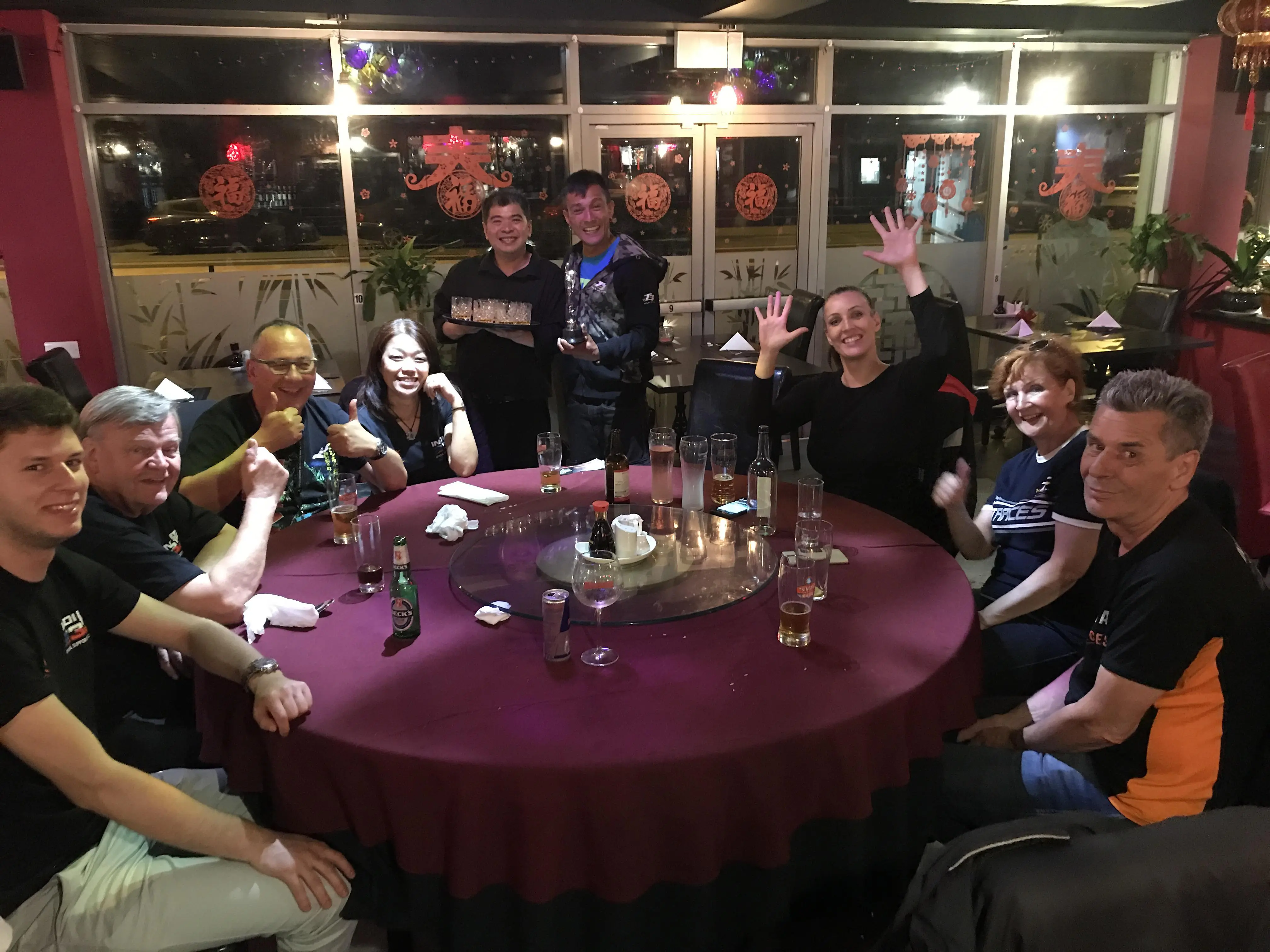 We join Indi, Veronika, crew, sponsors and friends for a well-earned dinner celebration!