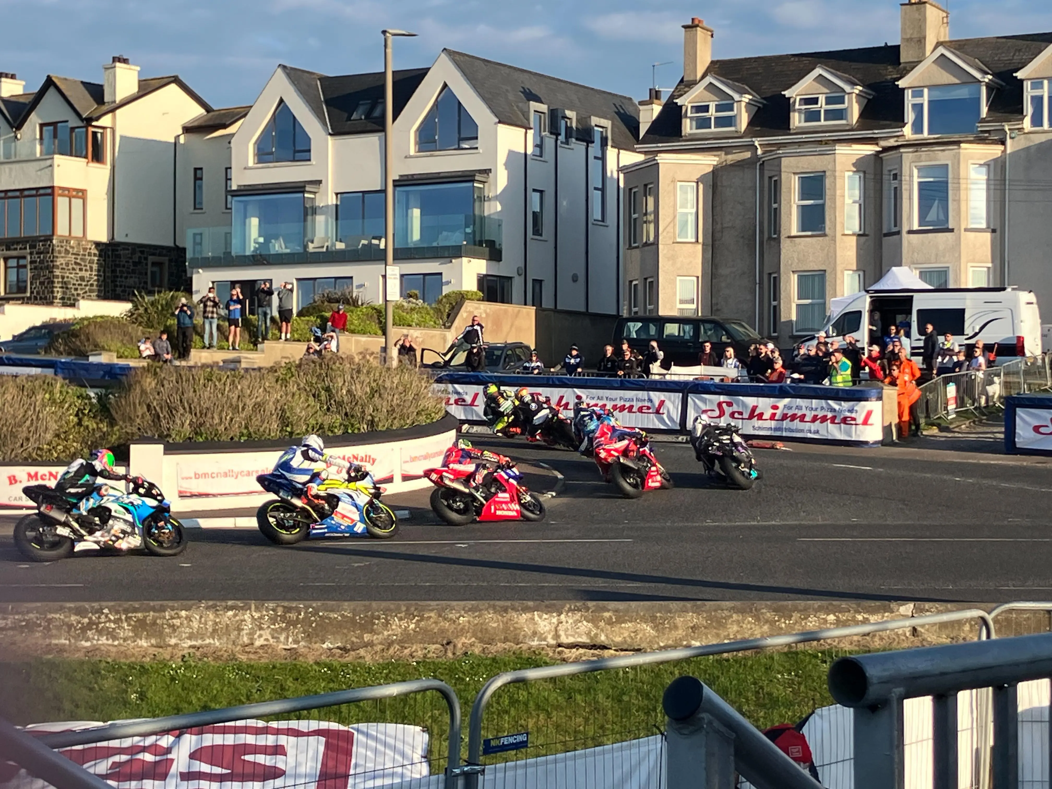 We view the Thursday races from one of the first corners - the slow uphil York Corner.  Thrilled to see head to head road racing!