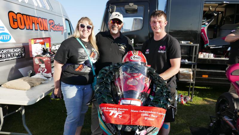 (ID: 19995) James with PPT guests after winning the PostTT Superbike race