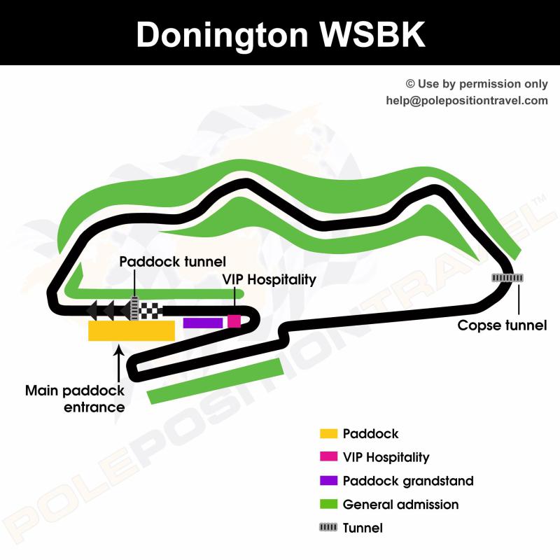 WSBK Donington 2025 Circuit map